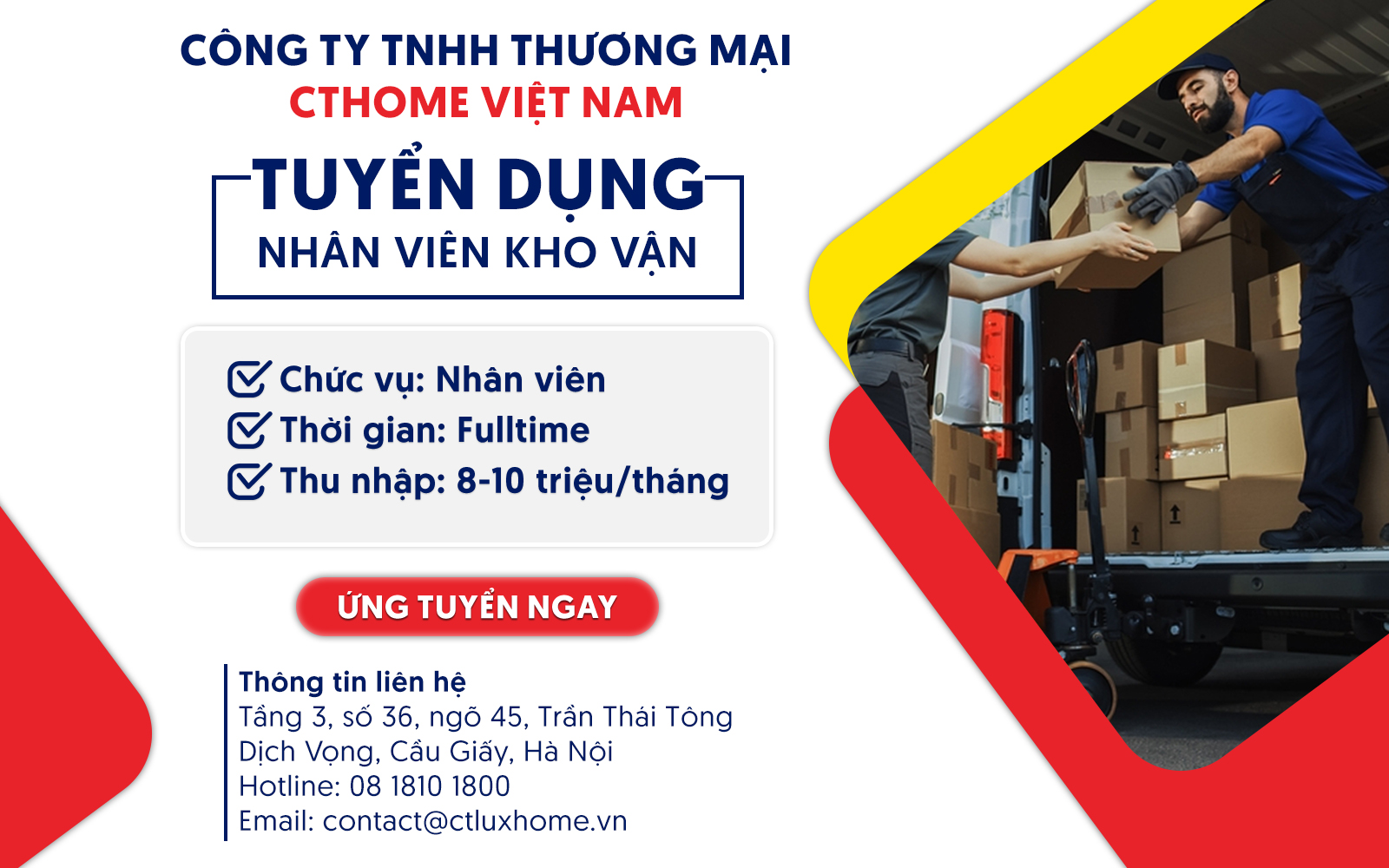 TUYỂN NHÂN VIÊN KHO VẬN [09/2022]