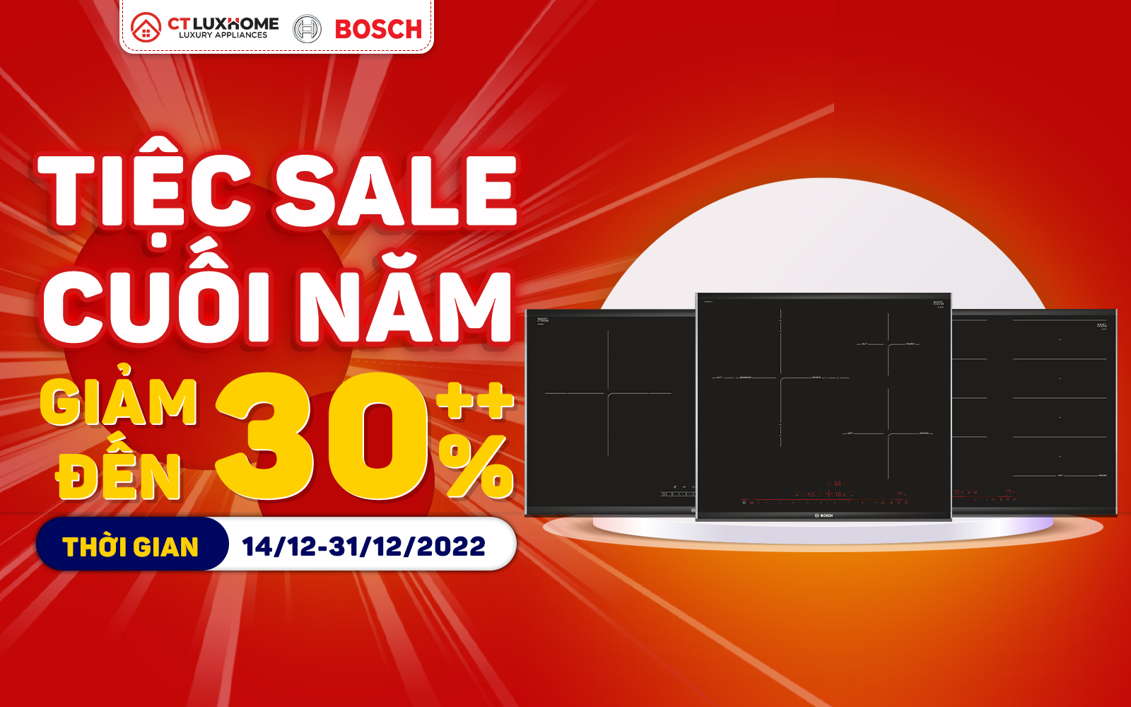 [Tiệc Sale Cuối Năm] Giảm Đến 30% Khi Mua Bếp Từ Tại CT Luxhome