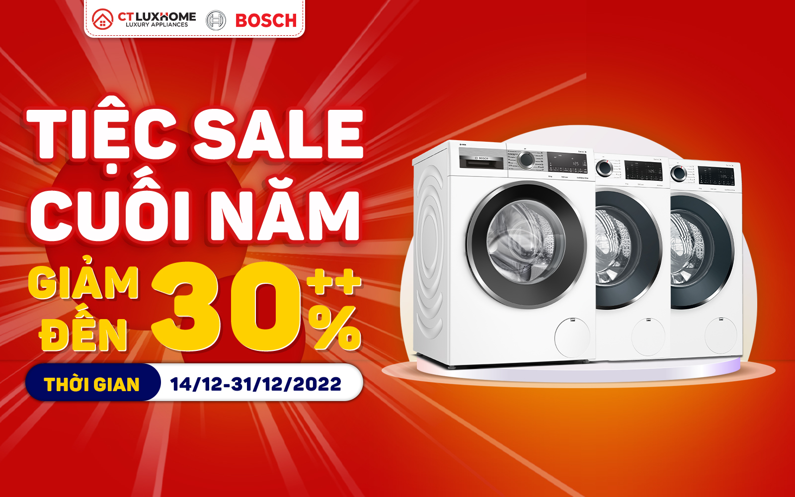 [Tiệc Sale Cuối Năm] Giảm Đến 30% Khi Mua Máy Giặt Tại CT Luxhome