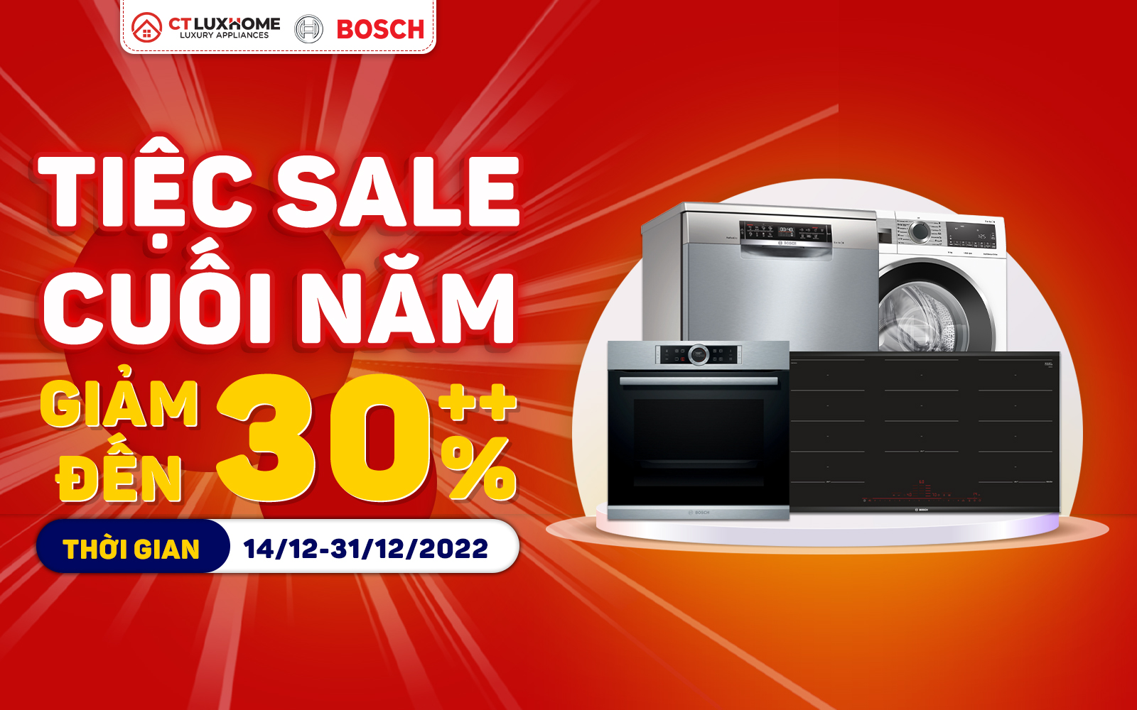 [Tiệc Sale Cuối Năm] Giảm Đến 30% Khi Mua Thiết Bị Bếp Tại CT Luxhome