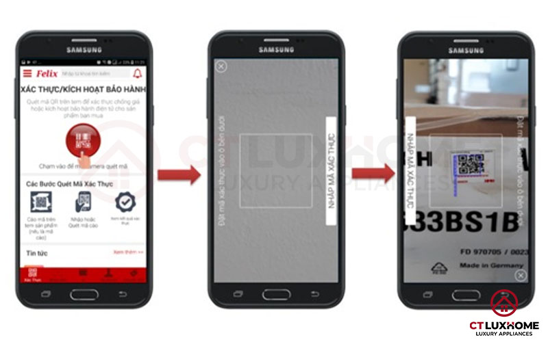 Xác thực bảo hành cũng như hàng chính hãng thông qua QR code.