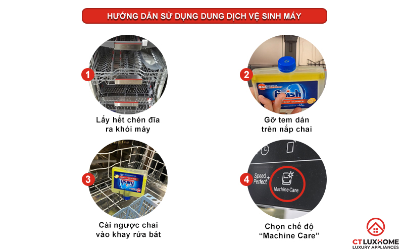 Cách dùng dung dịch vệ sinh cho máy rửa bát đúng chuẩn nhất.