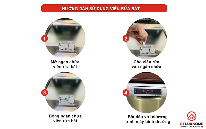 Hướng dẫn sử dụng viên rửa bát đúng cách nhất.