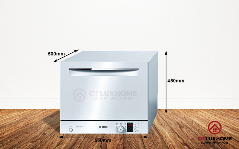 Kích thước máy rửa bát Bosch để bàn đúng tiêu chuẩn