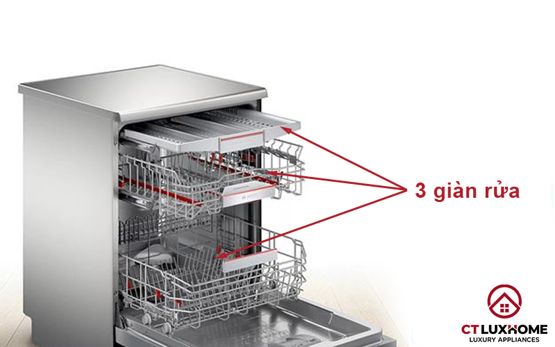 Máy rửa bát bosch 3 tầng model SMS68MI04E
