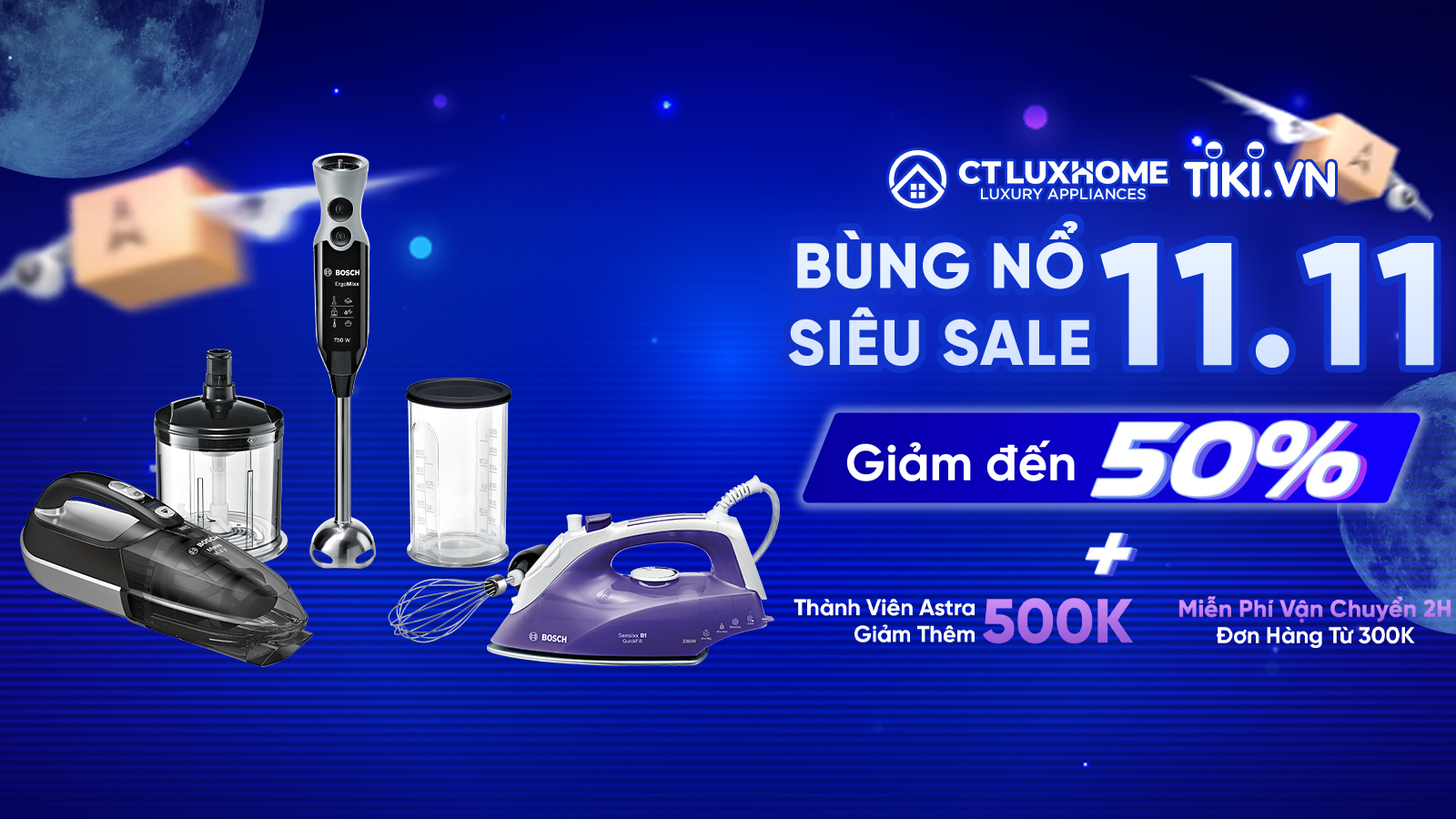 CT LUXHOME x TIKI: SIÊU SALE 11.11 - BÙNG NỔ SIÊU SALE, GIẢM ĐẾN 50%