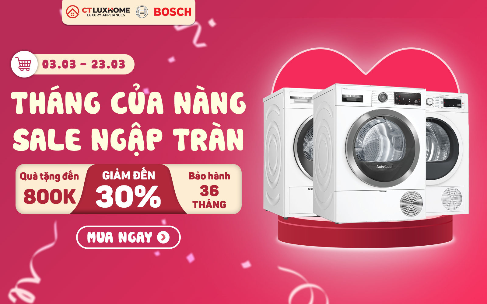 [THÁNG CỦA NÀNG - SALE NGẬP TRÀN] GIẢM ĐẾN 30% KHI MUA MÁY SẤY TẠI CTLUXHOME