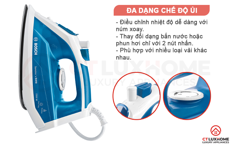 Điều chỉnh nhiệt độ dễ dàng với núm xoay trên máy và chọn chế độ