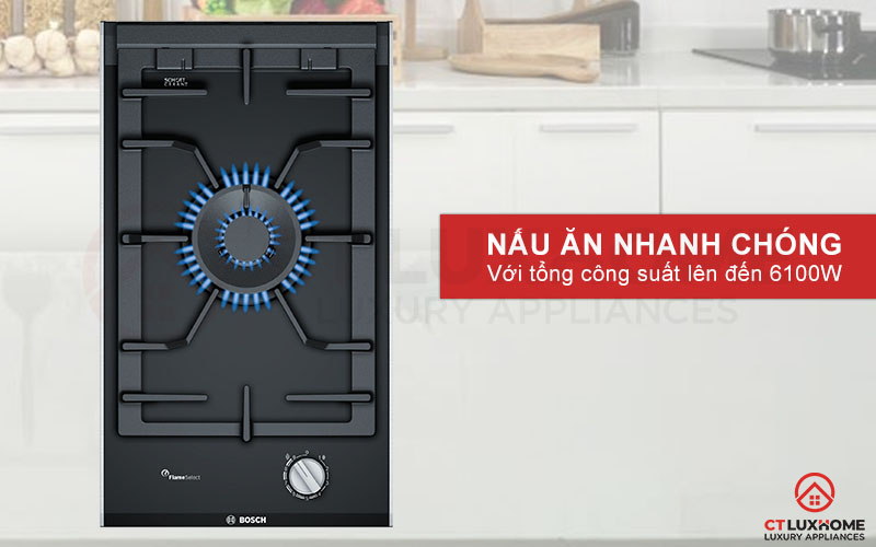 Tổng công suất bếp gas PRA3A6B70 lên đến 6100W