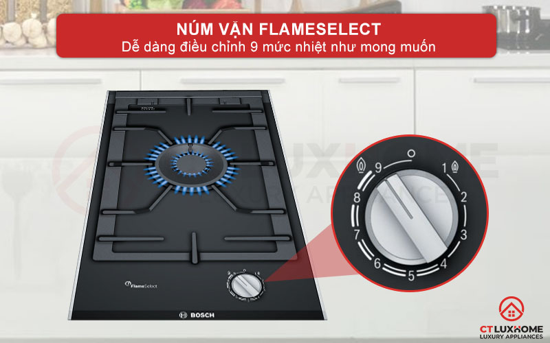 Núm vặn Flame Select giúp điều chỉnh 9 mức công suất một cách dễ dàng