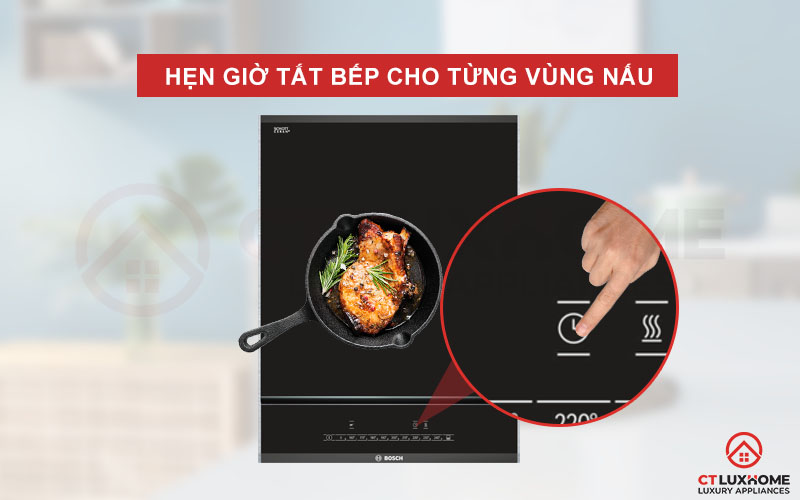 Chức năng hẹn giờ vùng nấu trong quá trình nấu nướng.