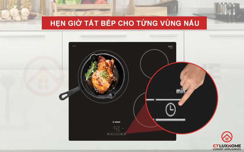 Chế độ hẹn giờ tắt bếp giúp bạn chủ động trong thời gian nấu ăn.