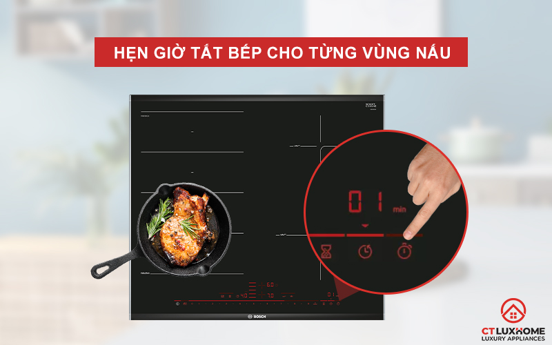 Chế độ hẹn giờ tắt bếp giúp bạn chủ động hơn trong công việc.