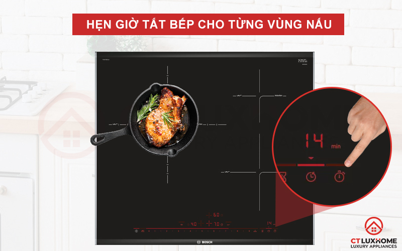 Chế độ hẹn giờ tắt bếp PID775DC1E giúp bạn chủ động công việc hơn.