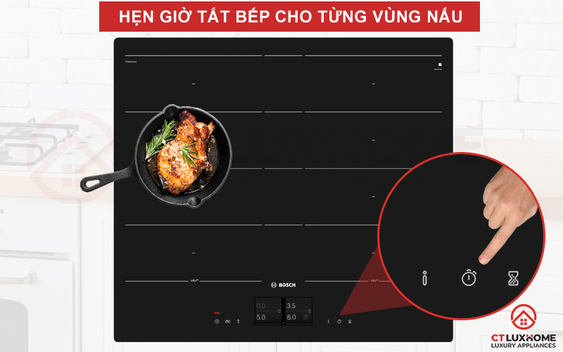 Chủ động thời gian hơn với tính năng Hẹn giờ tắt bếp.