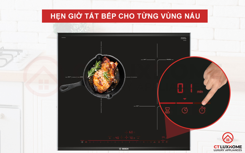 Chế độ hẹn giờ tắt bếp giúp bạn chủ động hơn trong việc bếp núc.