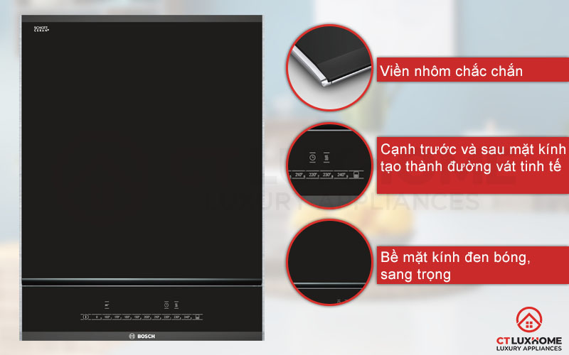 Thiết kế viền nhôm chắc chắn, cùng với đường vát tinh tế.