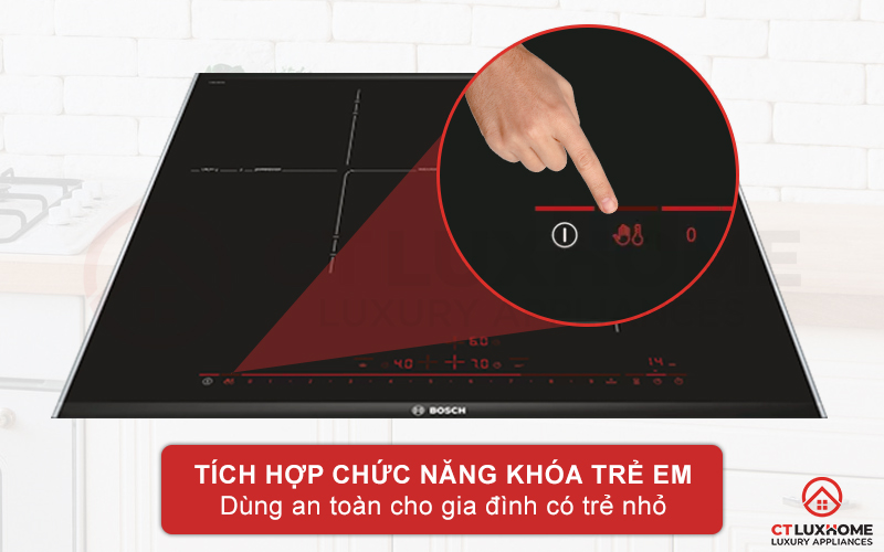 Chức năng khóa trẻ em khóa tạm thời bảng điều khiển, an toàn hơn cho gia đình có trẻ nhỏ.