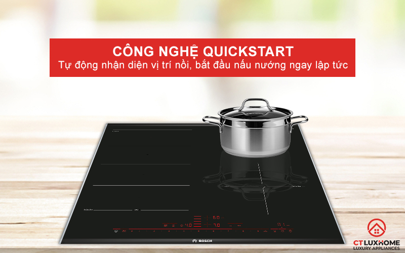 QuickStart tự động nhận diện vị trí nồi để bắt đầu nấu nướng ngay lập tức.