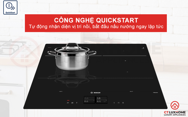 Nhận diện vị trí nồi nhanh chóng với công nghệ QuickStart.