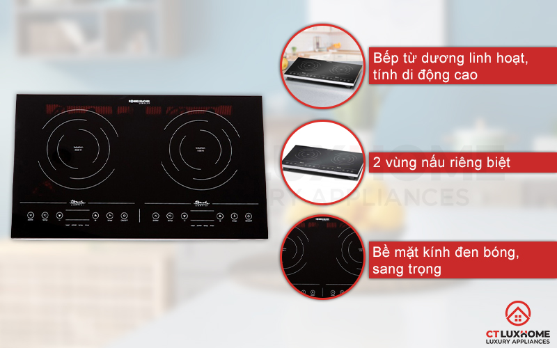 Bếp từ Rommelsbacher CT 3410/IN có tính linh hoạt cao, bề mặt sáng bóng.