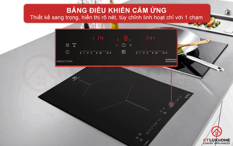 Bảng điều khiển cảm ứng trượt nhạy bén, màn hình hiển thị rõ nét