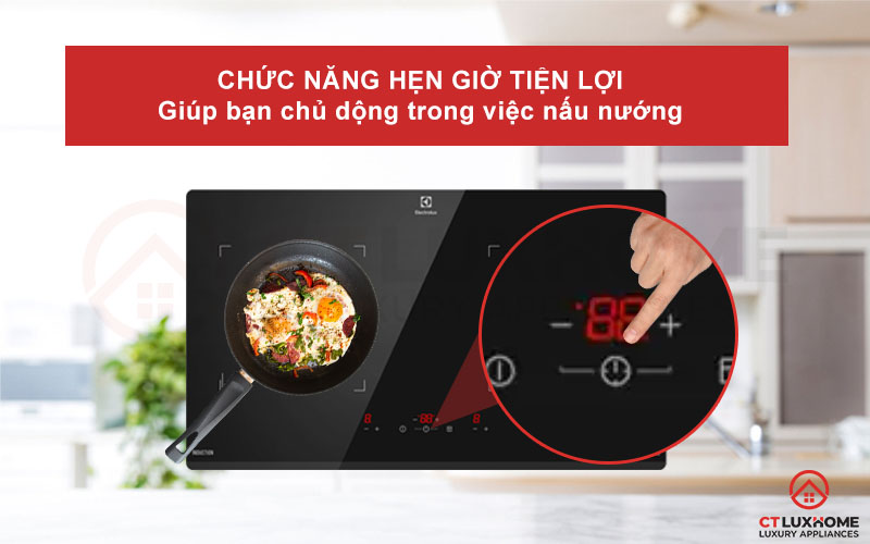 Bếp từ đôi Electrolux EHI7023BA có chức năng hẹn giờ tiện lợi