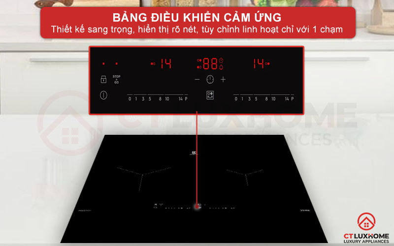 Bảng điều khiển cảm ứng trượt nhạy bén, màn hình hiển thị rõ nét