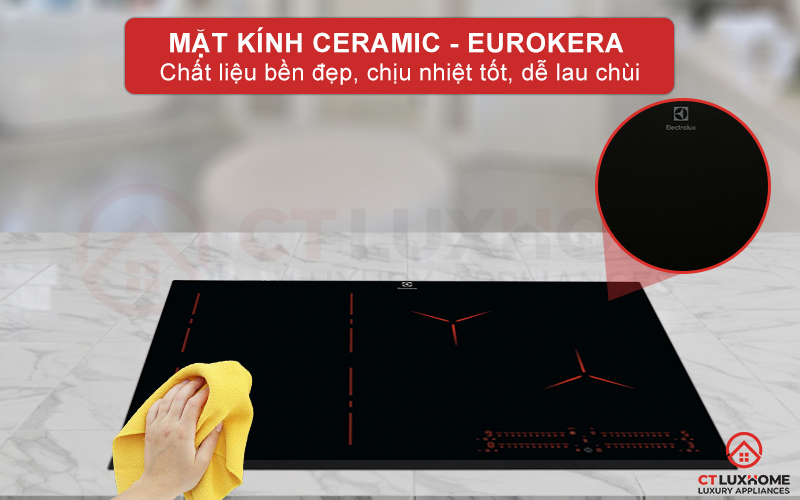 Mặt kính Ceramic chống trầy xước, chịu lực tốt