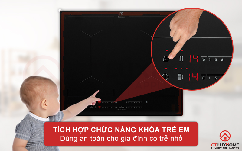 Chức năng khóa trẻ em của bếp từ âm EIV644