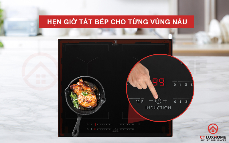 Hẹn giờ tắt bếp cho từng vùng nấu của bếp EIV644