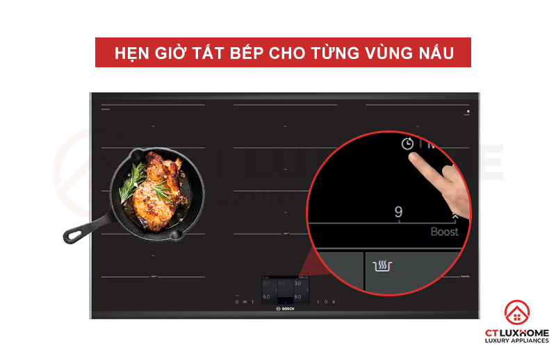 Người dùng có thể hẹn số giờ mà bếp tự động tắt,