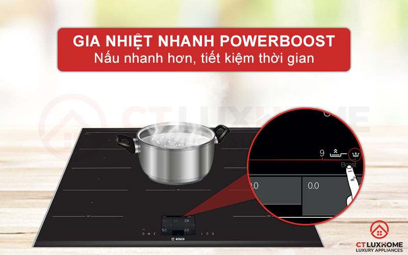 Chức năng PowerBoost tăng 50% công suất, món ăn chín nhanh hơn