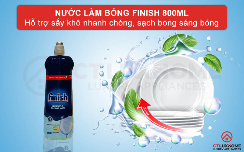 Giới thiệu về nước làm bóng Finish 800ml dành cho máy rửa chén