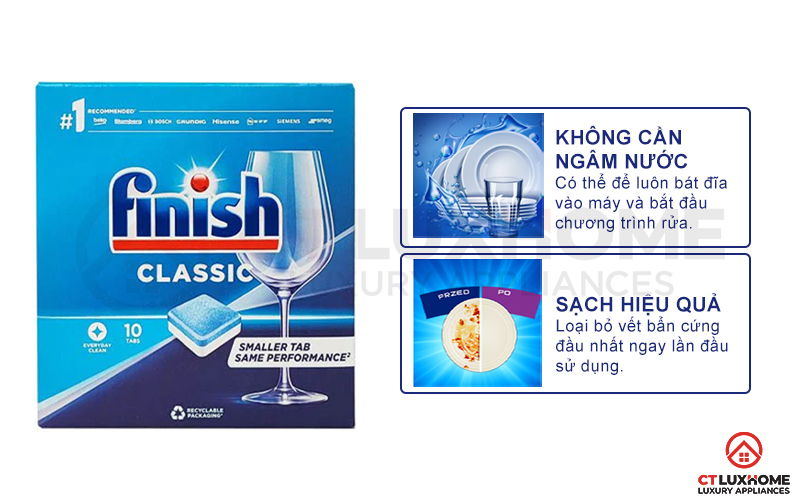 Ưu điểm vượt trội của dòng sản phẩm viên rửa chén bát Finish Classic 90 viên