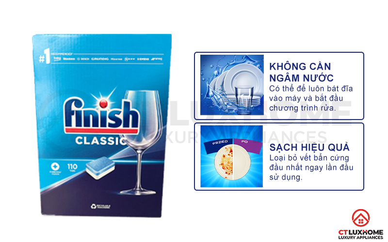 Tính năng vượt trội của viên rửa chén Finish Classic 110 viên