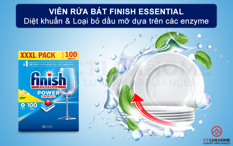 Giới thiệu về viên rửa bát Finish Essential 100 viên