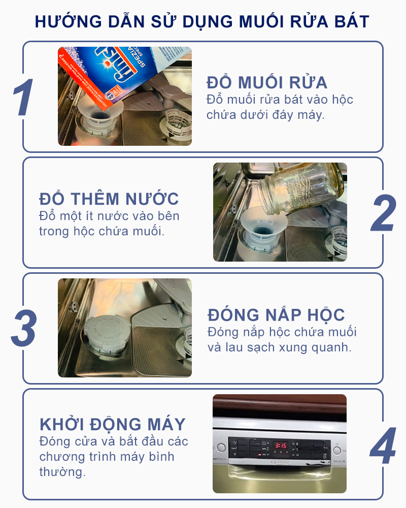 Hướng dẫn cách sử dụng muối rửa bát Finish 4kg