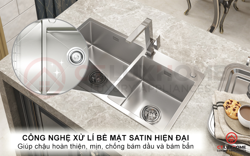 Chậu rửa Overmount Sink KN8245DO được trang bị công nghệ Brass