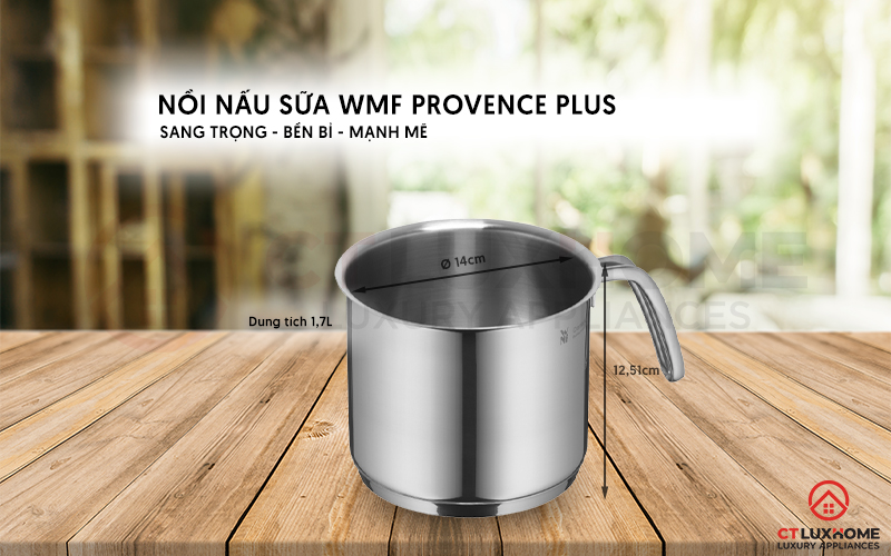 Nồi có kích thước chiều cao 12.51cm đường kính 14cm với dung tích 1.7L