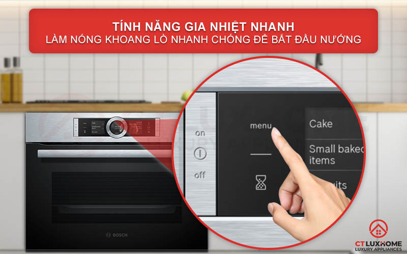 Chức năng gia nhiệt nhanh Rapid Heating giúp người dùng được làm nóng lò nhanh