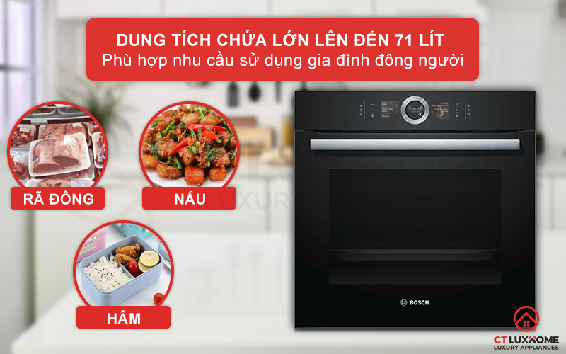 Thể tích buồng nấu 71 lít thoải mái sử dụng cho gia đình đông người