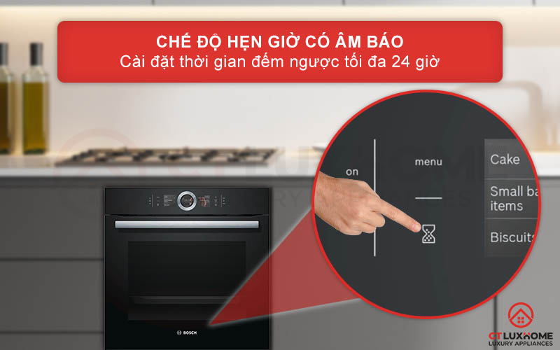 Chế độ hẹn giờ có âm báo với thời gian hẹn tối đa 24 giờ