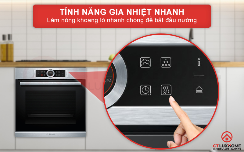 Chức năng gia nhiệt nhanh Rapid Heating làm nóng nhanh khoang lò