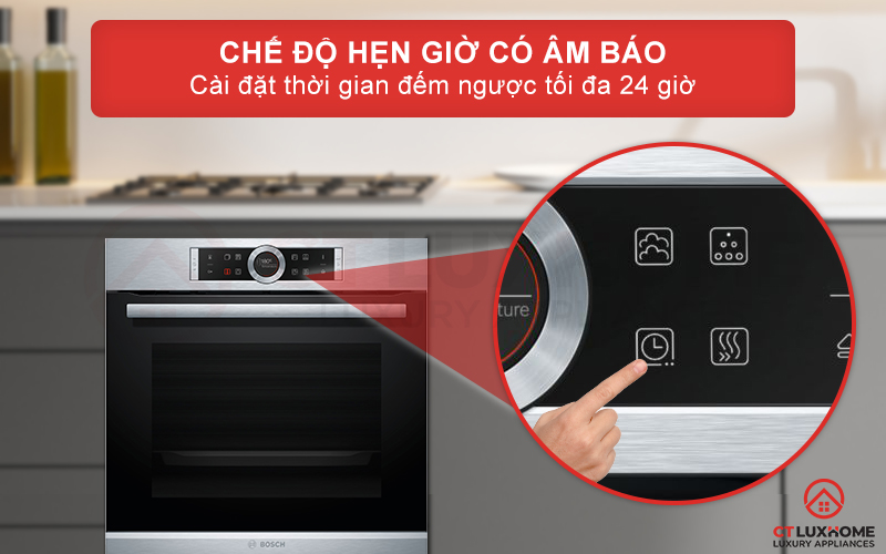Cài đặt hẹn giờ có âm báo với thời gian hẹn tối đa 24 giờ