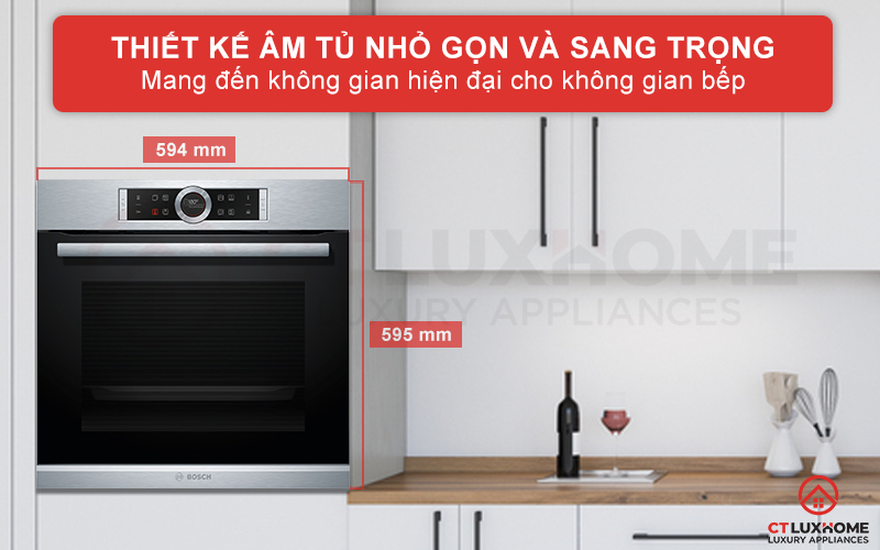 Lò nướng kèm hấp Bosch HRG635BS1 được thiết kế âm tủ hiện đại