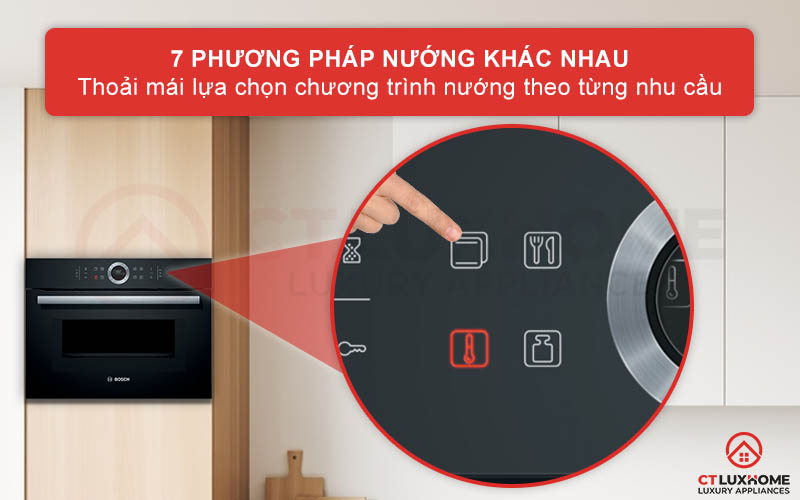 Tùy chọn tới 7 phương pháp nướng khác nhau tùy từng nhu cầu sử dụng