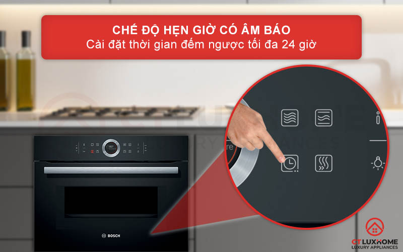 Hẹn giờ có âm báo với thời gian hẹn tối đa lên đến 24 giờ