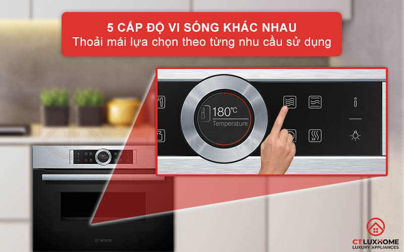 Lựa chọn hâm nóng hoặc ra đông đơn giản với 5 cấp độ vi sóng theo từng nhu cầu