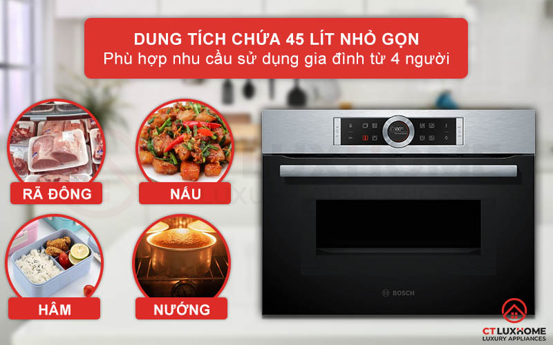 Dung tích chứa 45 lít phù hợp với những gia đình từ 4-5 thành viên